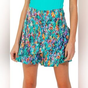 Women’s Teal Multi-Color Ruffled Skort